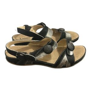 Romika Black & Silver Leather Comfort Walking Strappy Sandals EU Size 38